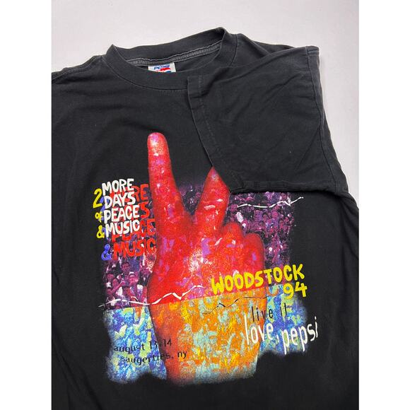 Vintage 1994 Woodstock Festival Pepsi Tee Shirt Aerosmith Cyprus Hill Nine inch - Picture 2 of 5